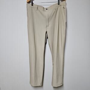 Men's Pebble Beach Golf Pants Stretch Elastic Waist Beige Size 38 x 32